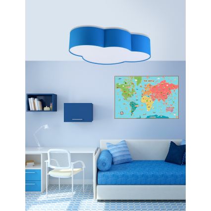 Dečije plafonsko svetlo CLOUD 4xE27/15W/230V plavo