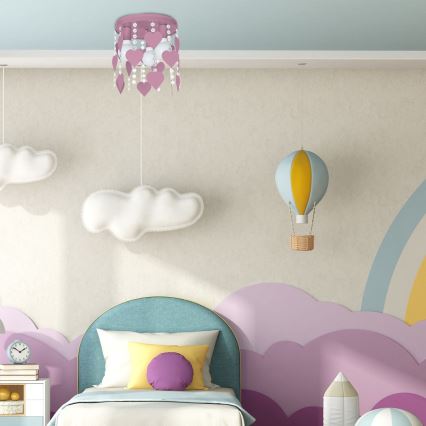 Dečije plafonsko svetlo ELZA hearts 3xE27/60W/230V ružičasto