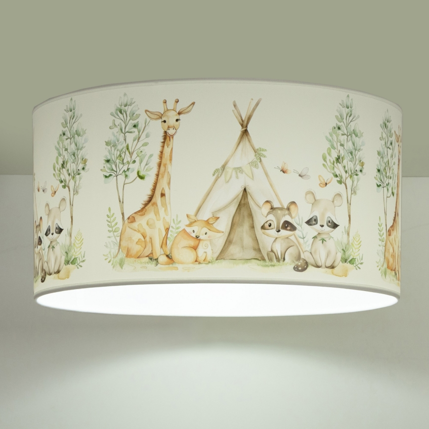 Dečije plafonsko svetlo KIDS ROOM 1xE27/60W/230V, prečnika 40 cm, sa motivom životinjica