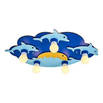 Dečije plafonsko svetlo LUCCA 5xE27/24W/230V plavo