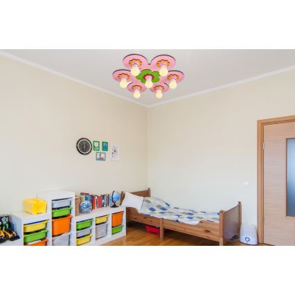 Dečije plafonsko svetlo LUCCA 7xE27/24W/230V ružičasto