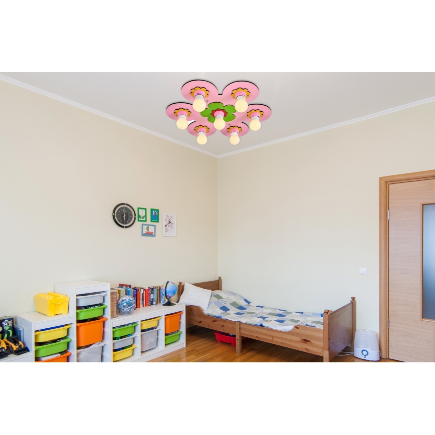 Dečije plafonsko svetlo LUCCA 7xE27/24W/230V ružičasto