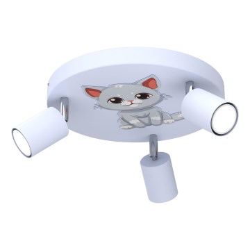 Dečije spot svetlo FUN 3xGU10/8W/230V plavo/mačka