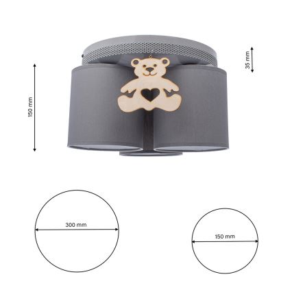 Dečije stropno svetlo BEAR 3xE27/60W/230V
