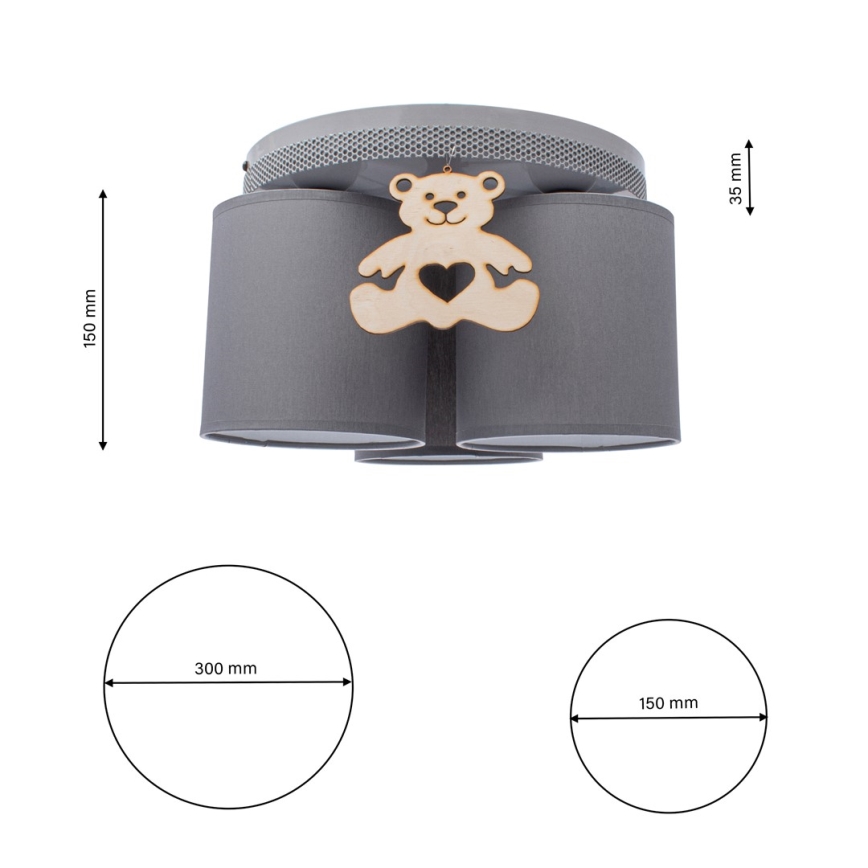 Dečije stropno svetlo BEAR 3xE27/60W/230V