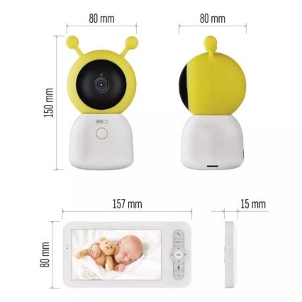 Dečiji bebi-fon sa monitorom GoSmart 5V Wi‑Fi Tuya