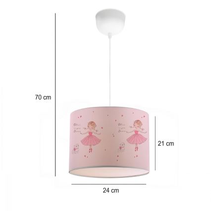 Dečiji luster CANDY 1xE27/40W/230V ružičasta