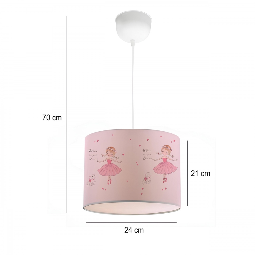 Dečiji luster CANDY 1xE27/40W/230V ružičasta