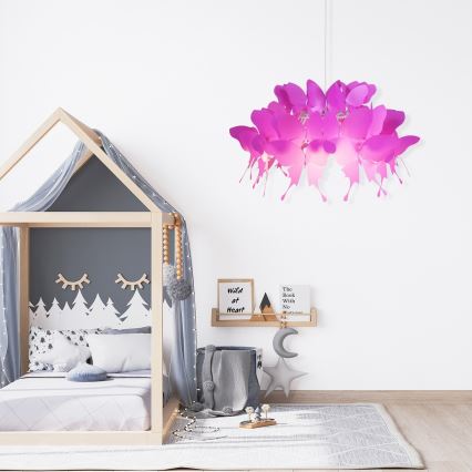 Dečiji luster FARFALLA 1xE27/60W/230V roze