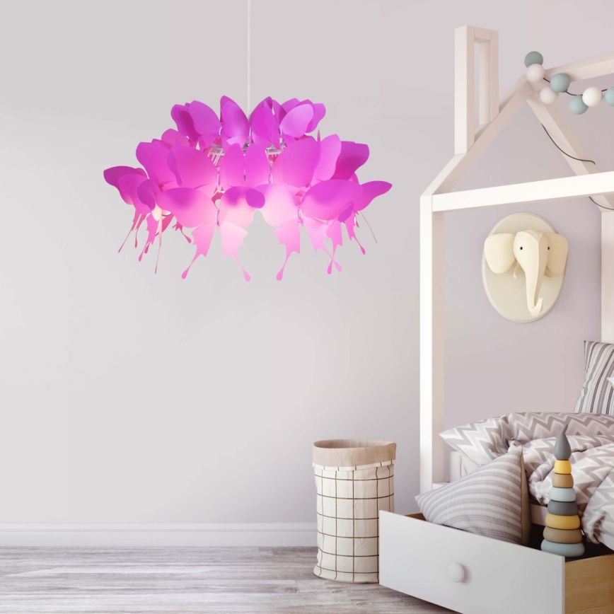Dečiji luster FARFALLA 1xE27/60W/230V roze