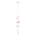 Dečiji luster na kablu HEART 1xE27/20W/230V roze/bela