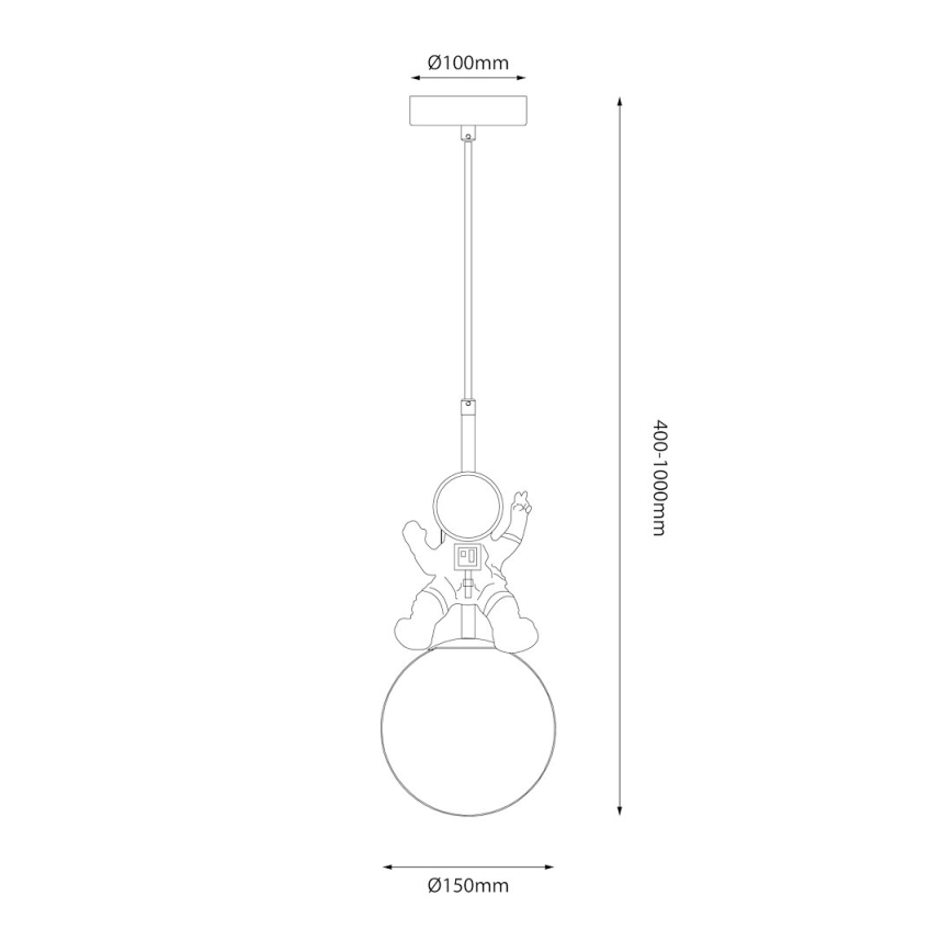 Dečiji luster na sajli ASTRONAUT 1xE27/60W/230V, prečnik 15 cm, zlatna/bež