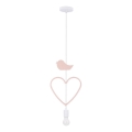 Dečiji luster na sajli HEART 1xE27/20W/230V ružičasta/bela