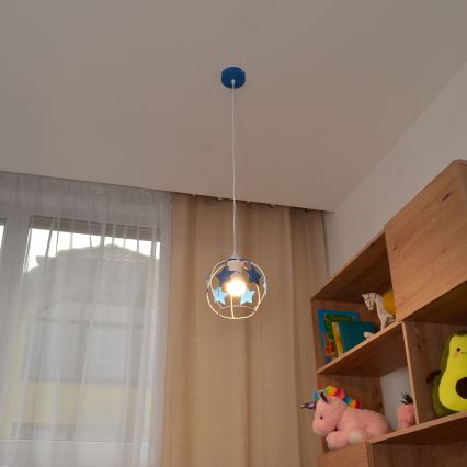 Dečiji luster na sajli STARS 1xE27/15W/230V plavo-beli