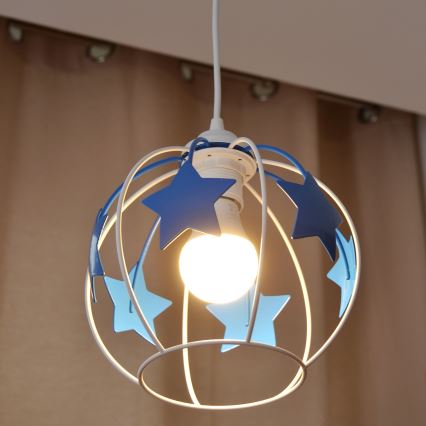Dečiji luster na sajli STARS 1xE27/15W/230V plavo-beli