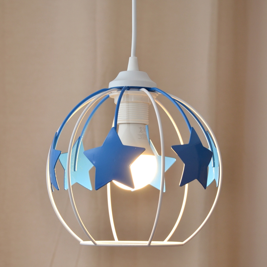 Dečiji luster na sajli STARS 1xE27/15W/230V plavo-beli