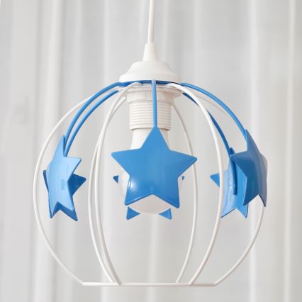 Dečiji luster na sajli STARS 1xE27/15W/230V plavo-beli