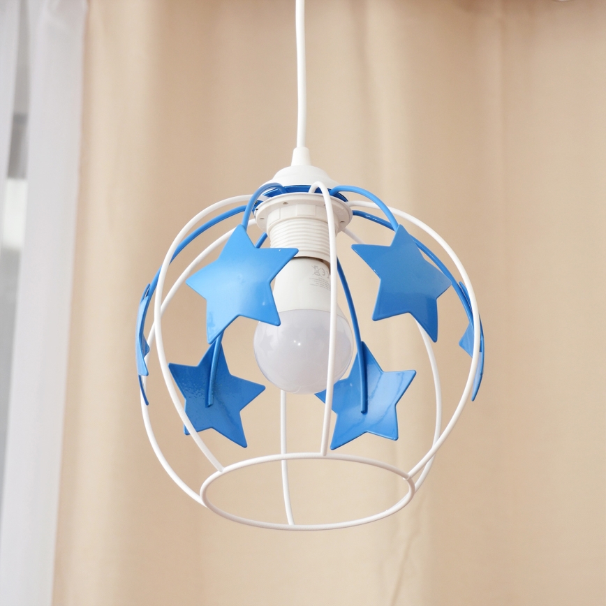 Dečiji luster na sajli STARS 1xE27/15W/230V plavo-beli