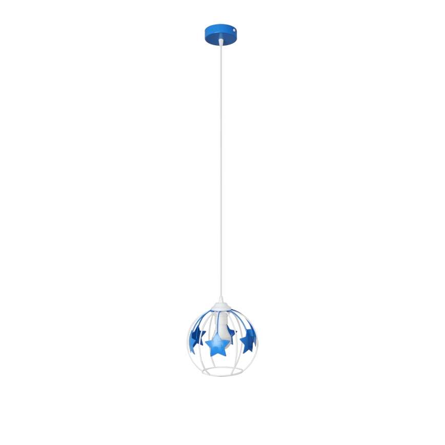 Dečiji luster na sajli STARS 1xE27/15W/230V plavo-beli