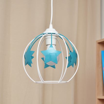 Dečiji luster na sajli STARS 1xE27/15W/230V tirkizna/bela