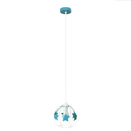 Dečiji luster na sajli STARS 1xE27/15W/230V tirkizna/bela