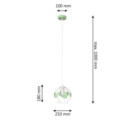 Dečiji luster na sajli STARS 1xE27/15W/230V zelena/bela