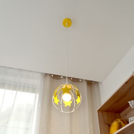 Dečiji luster na sajli STARS 1xE27/15W/230V žuta/bela