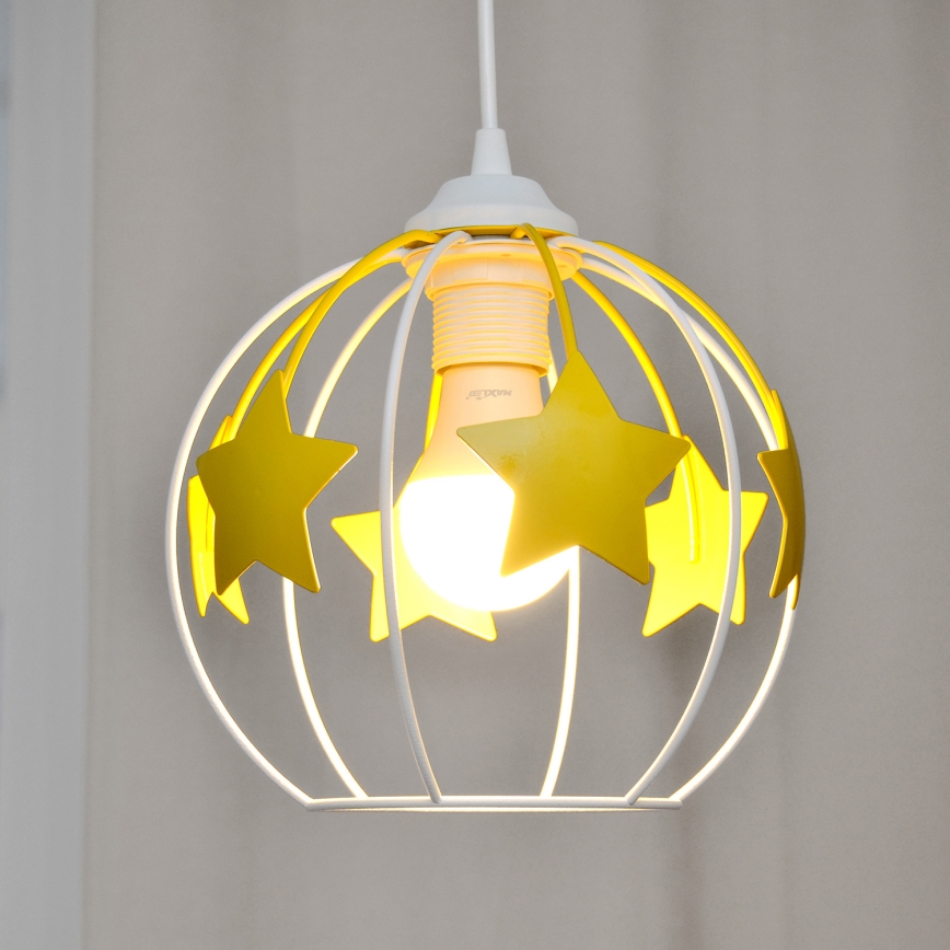 Dečiji luster na sajli STARS 1xE27/15W/230V žuta/bela