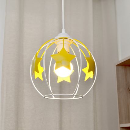Dečiji luster na sajli STARS 1xE27/15W/230V žuta/bela