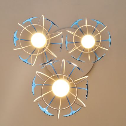 Dečiji luster na sajli STARS 3xE27/15W/230V plava/bela