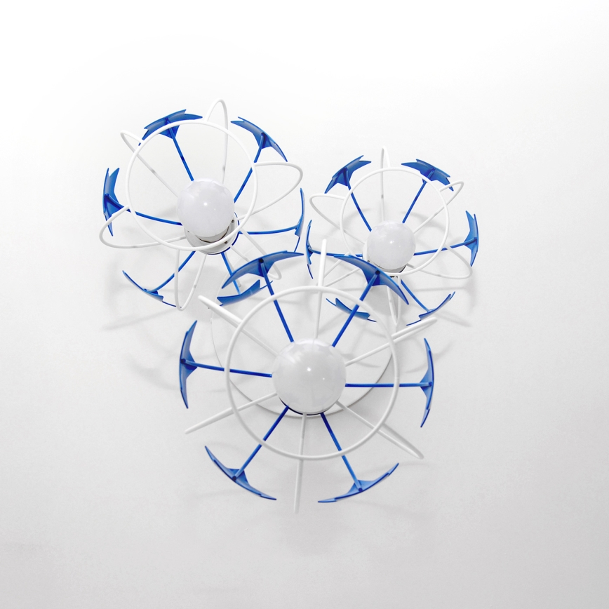 Dečiji luster na sajli STARS 3xE27/15W/230V plava/bela