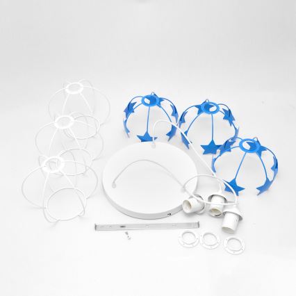 Dečiji luster na sajli STARS 3xE27/15W/230V plava/bela