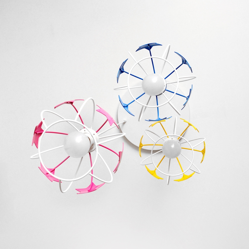 Dečiji luster na sajli STARS 3xE27/15W/230V plava/ružičasta/žuta