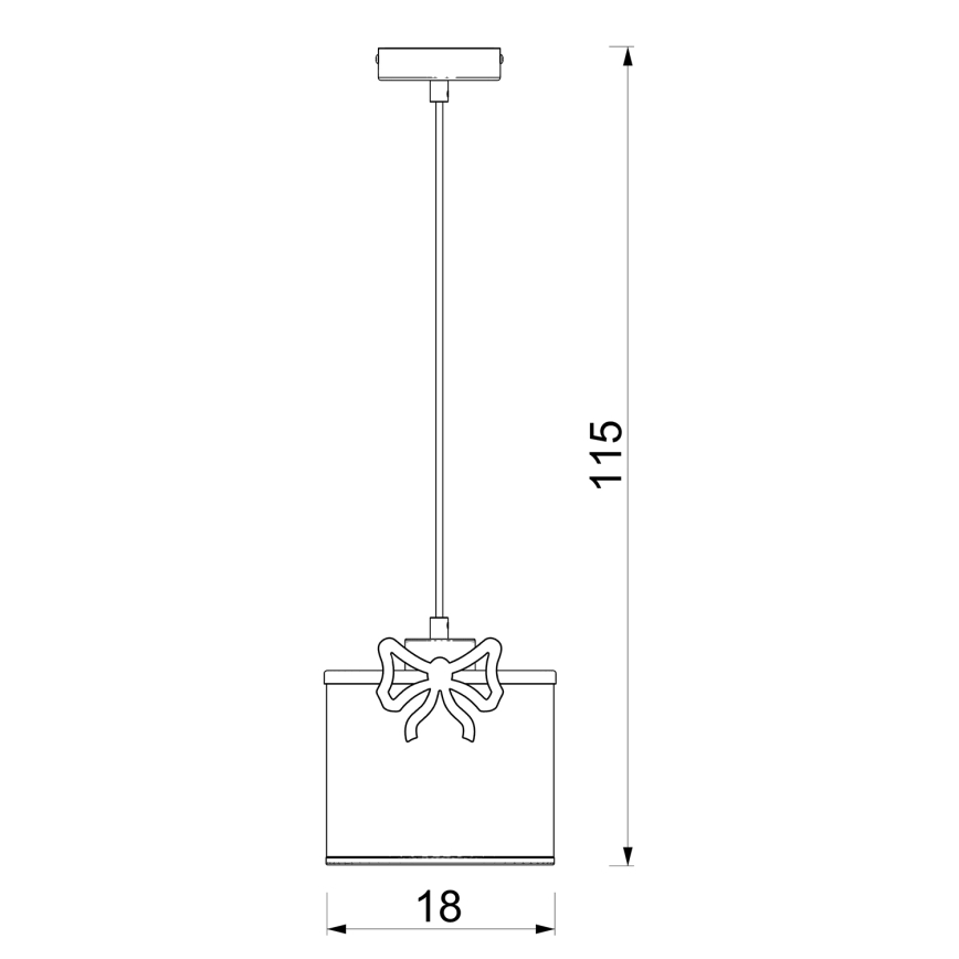 Dečiji luster na sajli SWEET 1xE27/15W/230V, bela, sa mašnama