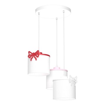Dečiji luster na sajli SWEET 3xE27/15W/230V bela/roze/crvena/mašne