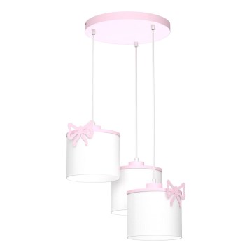 Dečiji luster na sajli SWEET 3xE27/15W/230V bela/ružičasta/leptir