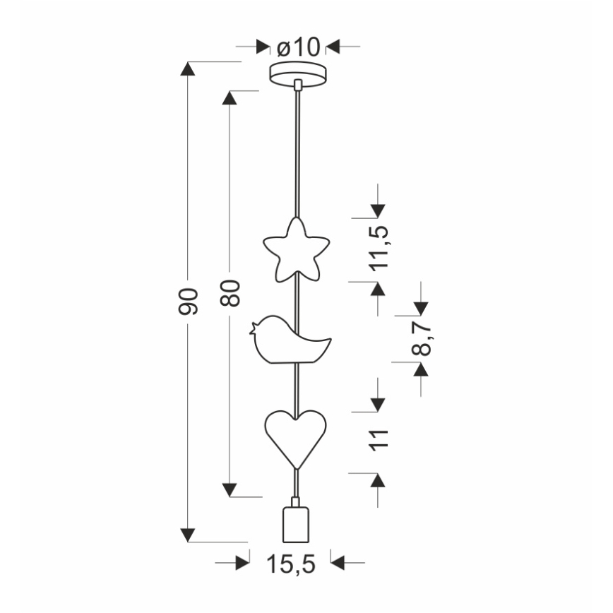 Dečiji luster na sajli TRIO 1xE27/20W/230V roze/bela