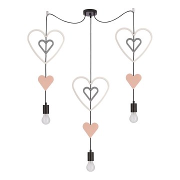 Dečiji luster na sajli TRIO 3xE27/20W/230V ružičasta/bela/siva