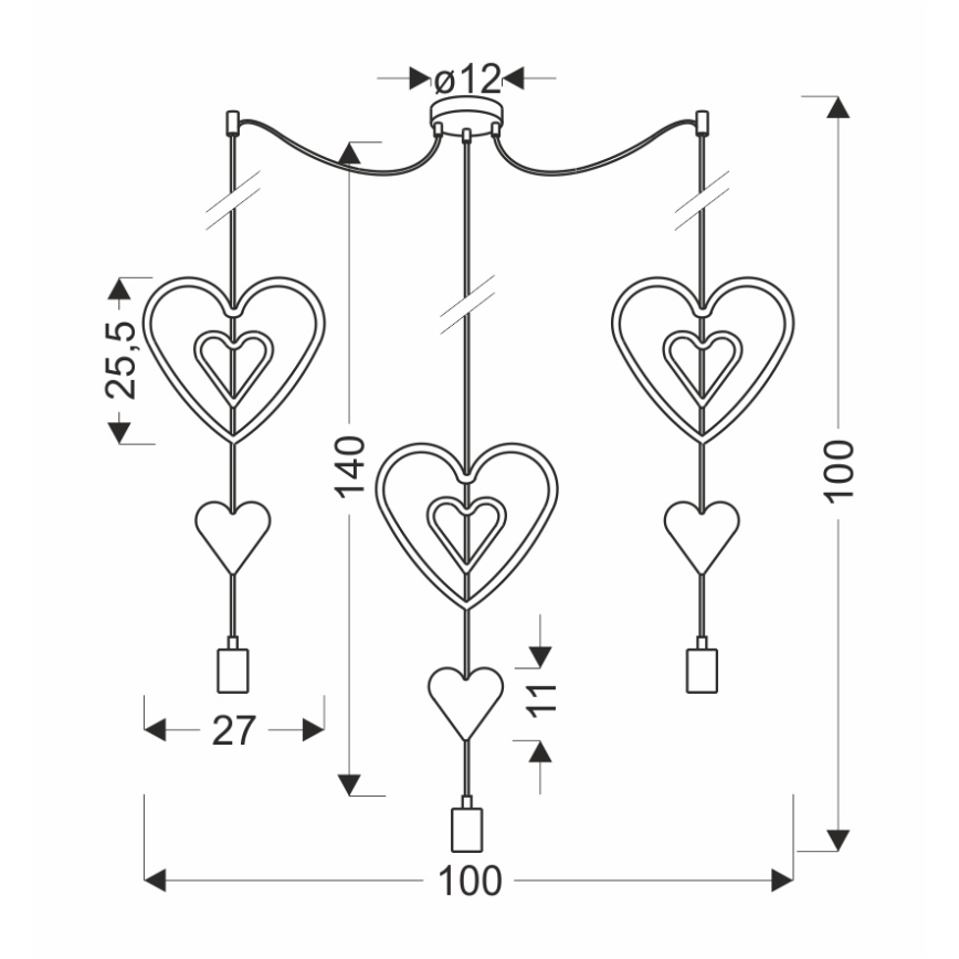 Dečiji luster na sajli TRIO 3xE27/20W/230V ružičasta/bela/siva