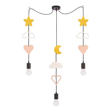 Dečiji luster na sajli TRIO 3xE27/20W/230V žuta/bela/ružičasta