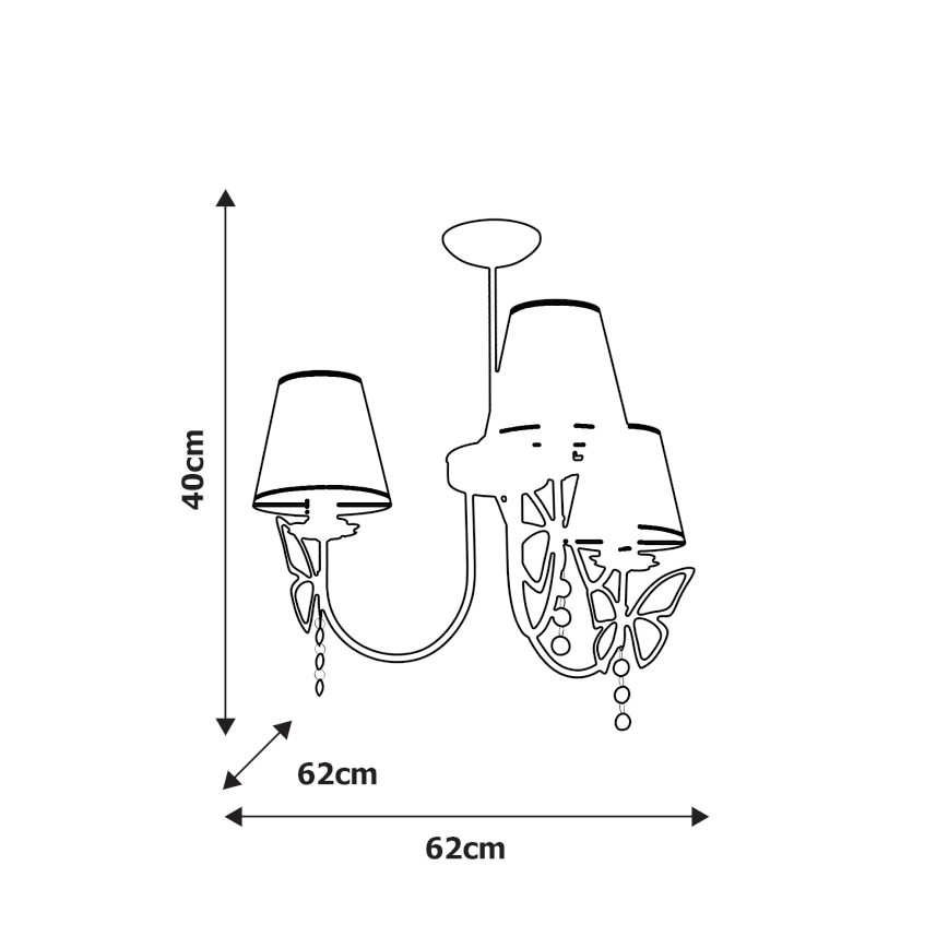 Dečiji luster na šipci CHARLOTTE 3xE14/40W/230V