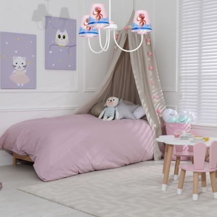 Dečiji luster na šipci OCTOPUS 3xE14/40W/230V