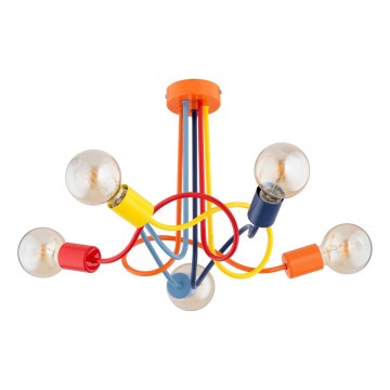 Dečiji prislonjen plafonski luster WINGO 5xE27/15W/230V u šarenim bojama