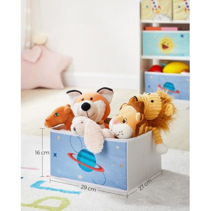 Dečiji regal za odlaganje sa platnenim kutijama ANET plava/bela
