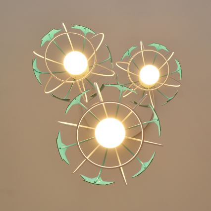 Dečiji viseći luster STARS na sajli, 3x E27/15W/230V, tirkizno/belo