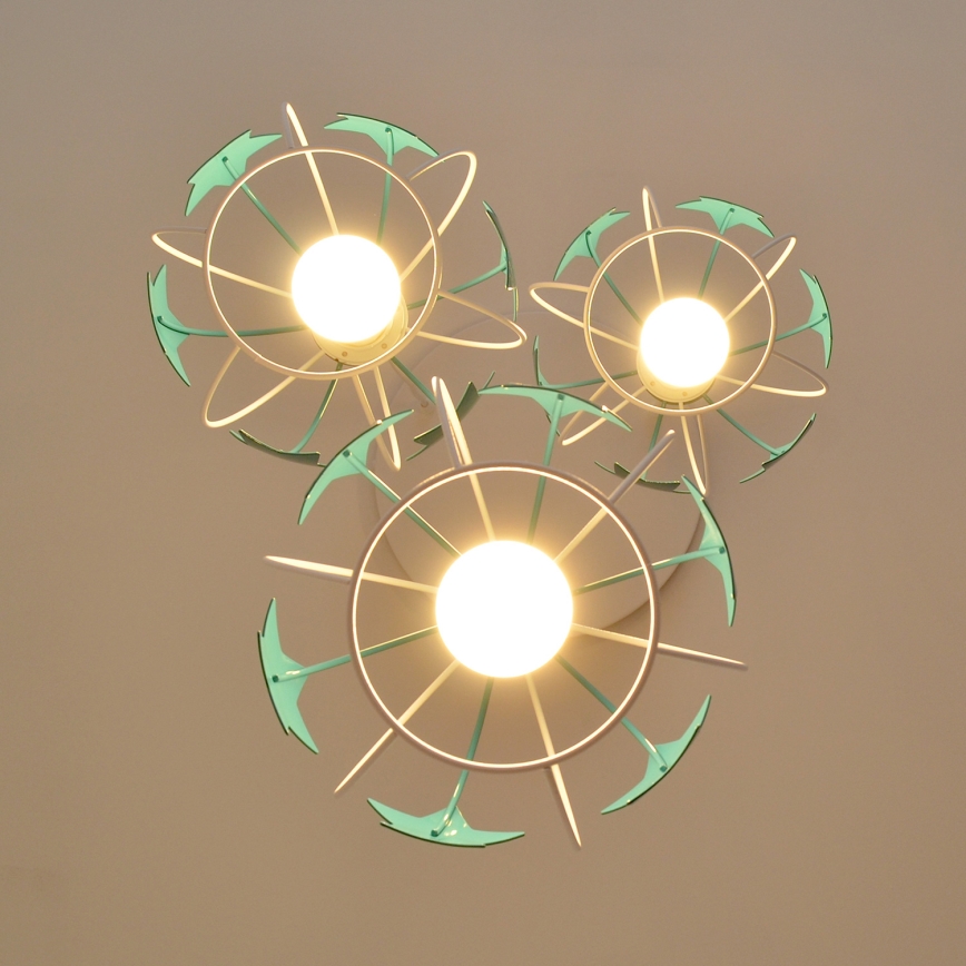 Dečiji viseći luster STARS na sajli, 3x E27/15W/230V, tirkizno/belo