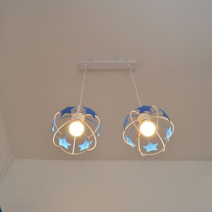 Dečji luster na sajli STARS 2xE27/15W/230V plava/bela