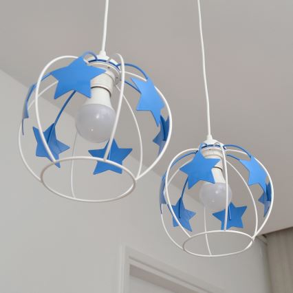 Dečji luster na sajli STARS 2xE27/15W/230V plava/bela