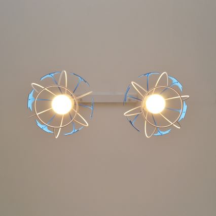 Dečji luster na sajli STARS 2xE27/15W/230V plava/bela