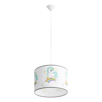 Dečji luster na sajli UNICORN 1xE27/15W/230V prečnik 40 cm jednorog